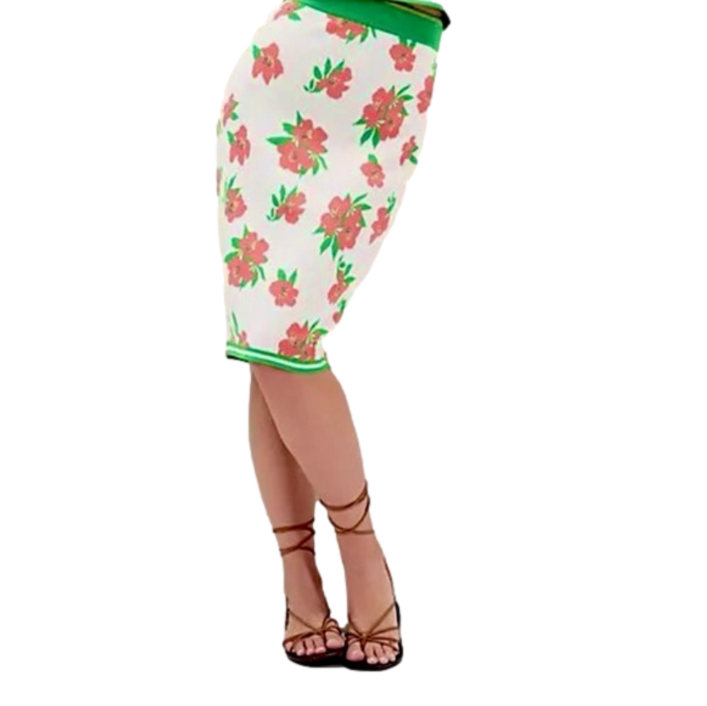 Eva Franco Anthropologie Size Medium Skirt Floral Knit Stretch Knee Length